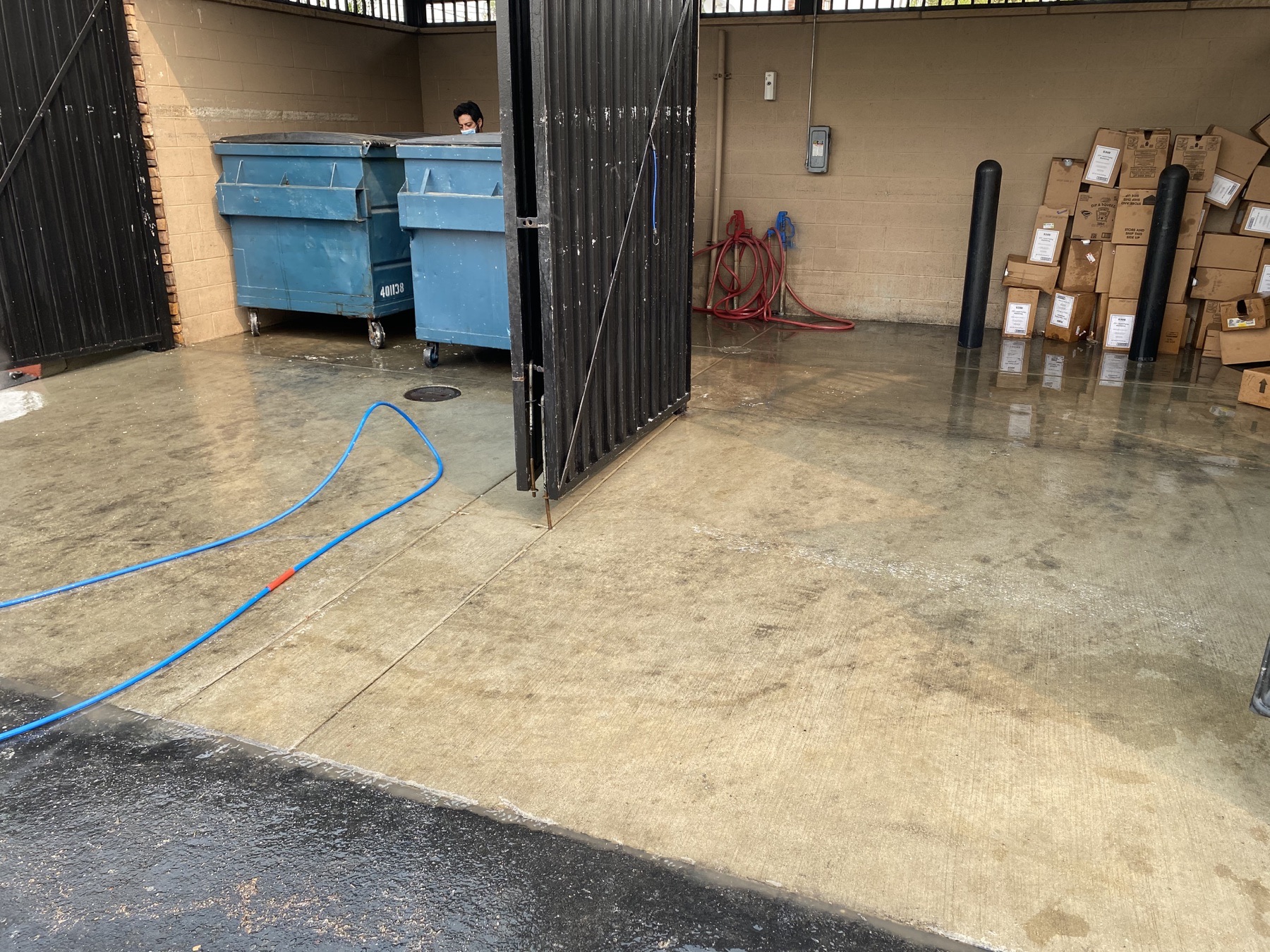 Orange County commercial dumpster pad after deep cleaning