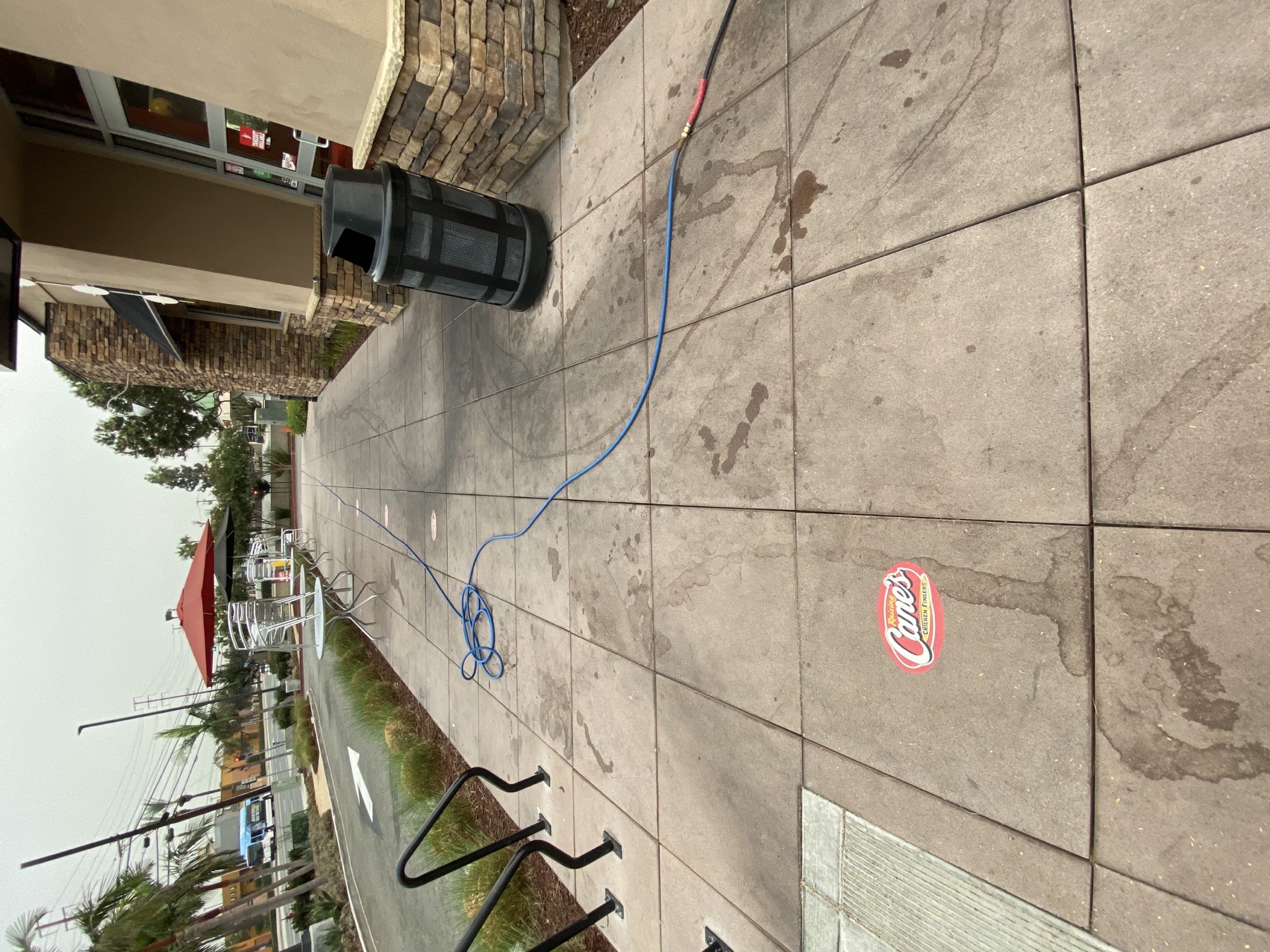Orange County restaurant patio before professional concrete cleaning
